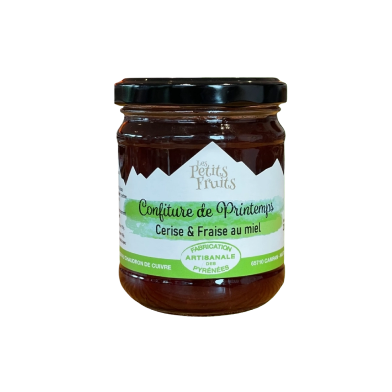 Confiture printemps fraise cerise miel 220g | Les Petits Fruits