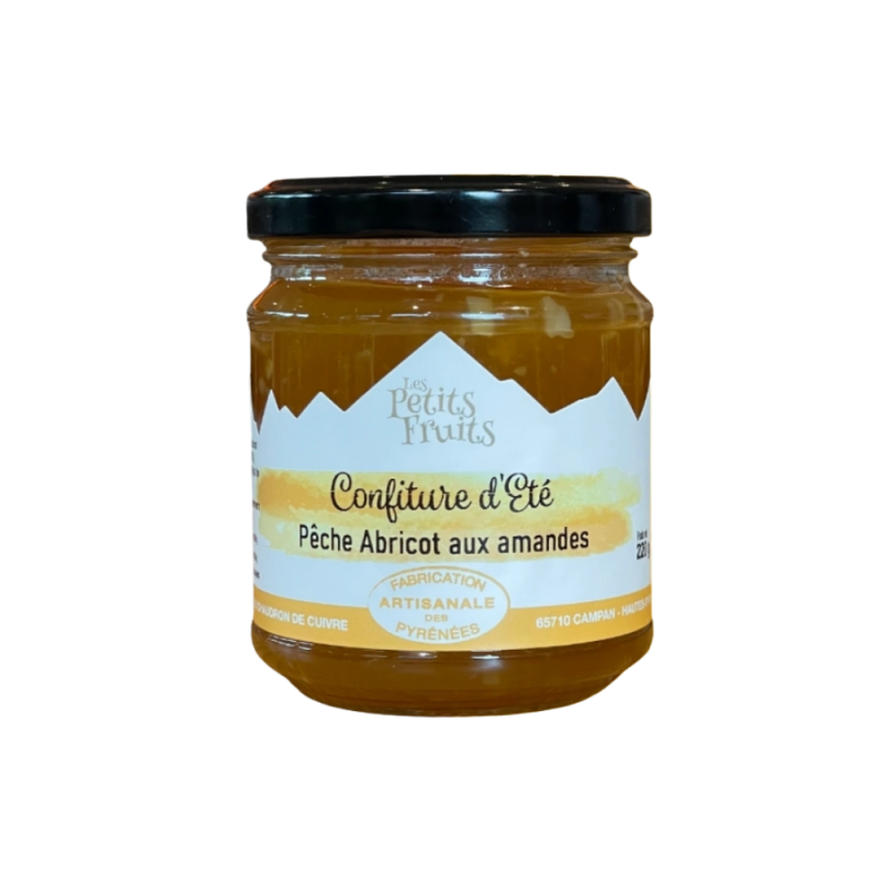 Confiture été pêche abricot amandes 220g | Les Petits Fruits